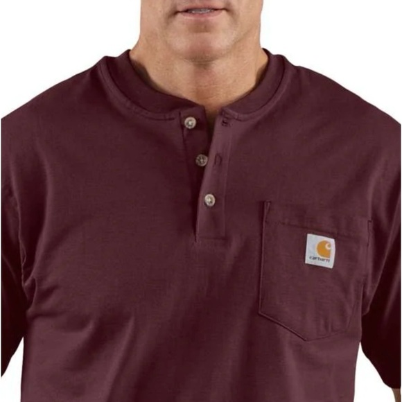 Carhartt Men's Loose Fit Heavyweight Short-Sleeve Pocket Henley T-Shirt Large - Picture 1 of 9